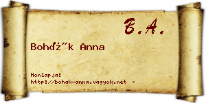 Bohák Anna névjegykártya