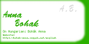 anna bohak business card