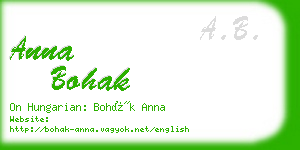 anna bohak business card